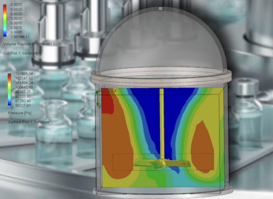 Flow simulation through the industrial mixer