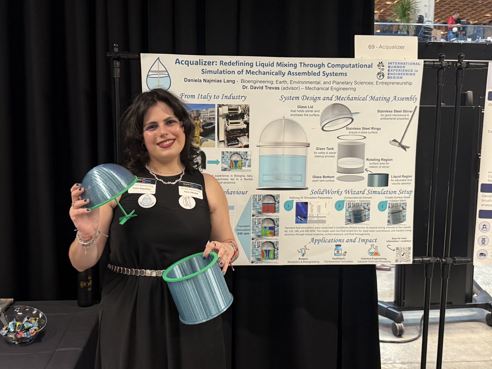 Daniela presenting the Acqualizer poster at the Rice Engineering Design Showcase